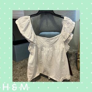 H&M White Smocked Blouse